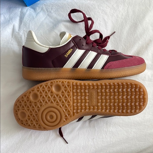 Adidas Samba Handball Burgundy and White Shoes - Picture 3 of 6